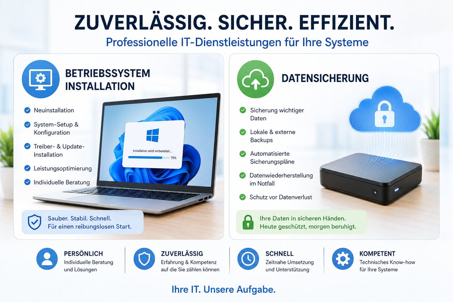 IT Service Kassel – Betriebssysteminstallation, Datensicherung, Fernwartung und Software-Service